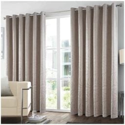 GC GAVENO CAVAILIA Printed Velvet Blackout Curtain - 100% Polyester Thermal Insulated Eyelet Curtains for Living Room, 66x90 Inch Large Window Drapes - Soft Thick Kitchen Curtains 2 Panels - Natural