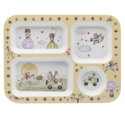 Lesser & Pavey Melamine Dream Big Compartment Food Serving Tray - Bean Bag Cushion, Easy Clean Surface, Snack Organization, Everyday Dining, Stylish Serving Solution