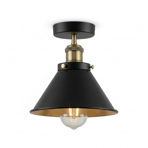 LEDSone Vintage Ceiling Lights for Living Room Black Metal Industrial Ceiling Light Fixture E27 for Kitchen Bedroom