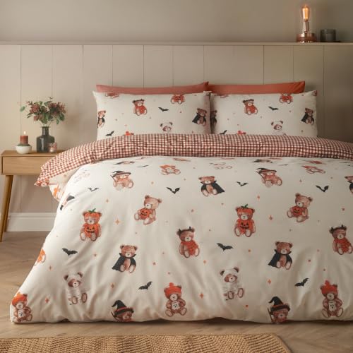 Catherine Lansfield Scare Bears Reversible Single Duvet Cover Set Cream