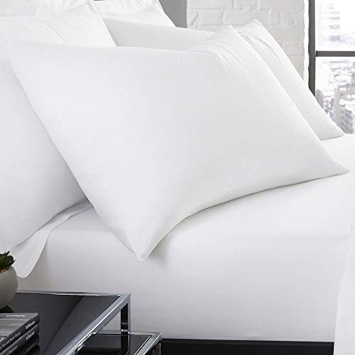 Serene Plain Dye Collection Easy Care Housewife Pillow Case, White, Pair