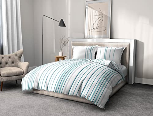 Home Linge Passion - Duvet Cover - 3 Pieces - 100% Cotton - 57 Thread Count - Double - 220 x 240 cm - Bellamy Blue