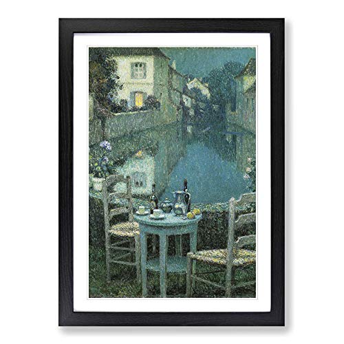 Henri Le Sidaner Table for Two Framed Print - A2 Oak Framed Wall Art - Ready to Hang - Modern Nature Picture - Living Room Bedroom Lounge Office