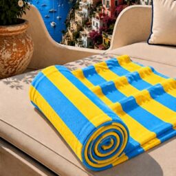 PETTI Artigiani Italiani - Microfibre Beach Towel, Beach or Pool Towel, Beach Towel, Large 90 x 180 cm, Blue Yellow Stripes