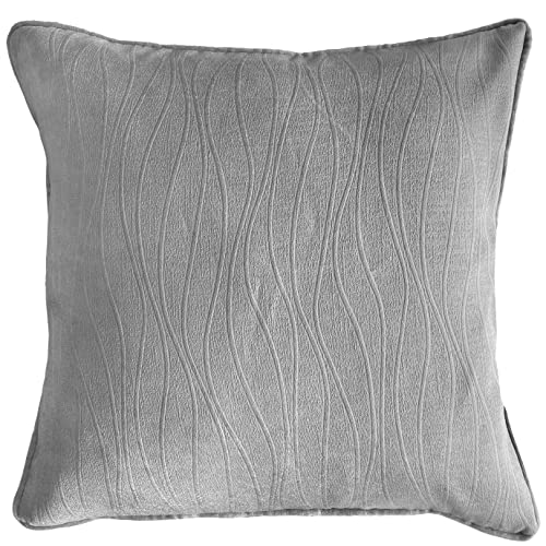 Goodwood Silver Wave Embossed Cushion Cover - 43x43cm