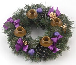 Vermont Christmas Company Purple Ribbon Advent Wreath