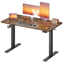 VASAGLE Electric Standing Desk, Height Adjustable Desk, Sedentary Reminder, 4 Memory Heights, for Home Office, 120 x 60 cm, Rustic Brown LSD312KD01