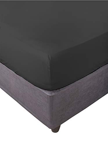 Miracle Home. Fitted Sheet, Elastic, Soft, Comfortable, Anti-Pilling. Cotton 50% 50% Polyester. Black. 150 x 200 cm