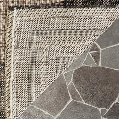 Safavieh Contemporary Rug for Living Room, Dining Room, Bedroom - Courtyard Collection, Short Pile, in Natural and Black, 79 X 152 cm