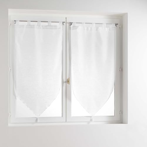 Douceur d'Interieur Voile Sable Lissea 2-Net Curtain Pompon, Blanc