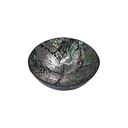 VIE Naturals Capiz Inlay Decorative Bowl, 11cm Diameter, Black/Silver
