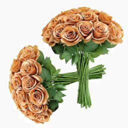 JUSMAI 30pcs Roses Artificial Flowers Terracotta Fake Roses Flowers with Long Stems Silk Flowers for Wedding Bouquet Centerpices Decorations Party Bridal Baby Shower Home Decor