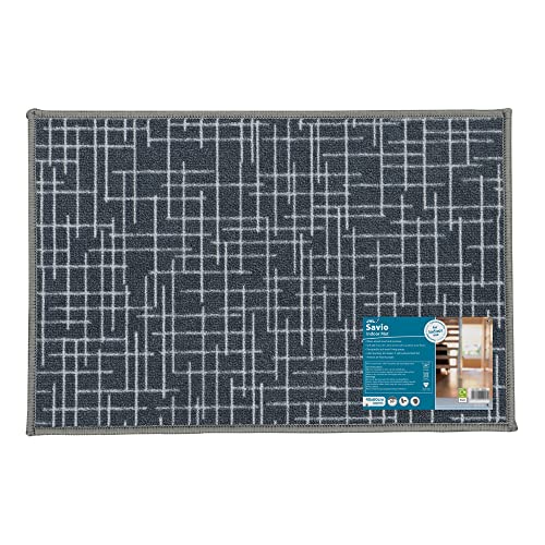 JVL Savio Machine Washable Door Mat, 40 x 60 cm, Grey, One Size, 01-137GY
