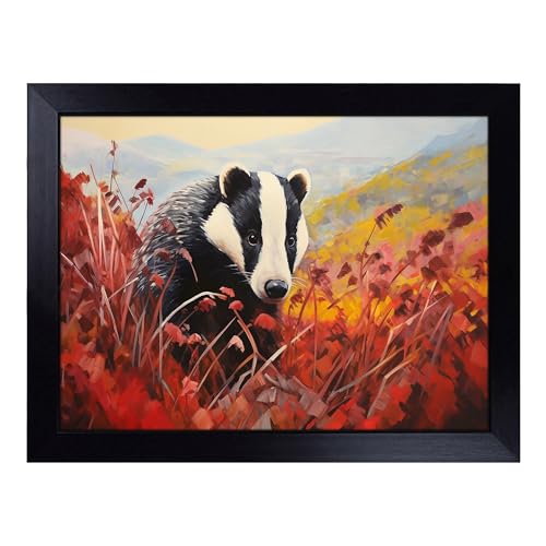 Lap Tray with Bean Bag Cushion, Badger Contemporary - Handmade in the UK, Raised Wooden Edge, Padded Cushion, Heat-Resistant Wipe-Clean Surface, for Meals, Laptops and Crafts