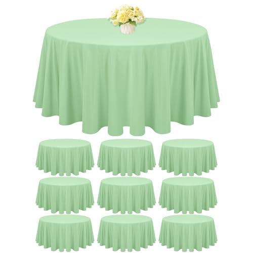 10 Pack Round Tablecloth Sage Green Tablecloths 120 Inch,Circle Polyester Table Cloth,Washable Fabric Stain and Wrinkle Resistant Premium Round Table Cover for Wedding Parties Banquet Reception Dining