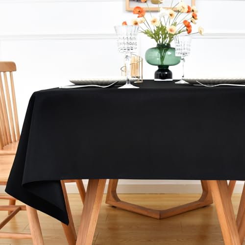 NEWISHER Black Rectangle Tablecloth 60x102 inch for 6 Foot Tables, Heavy Duty Polyester Fabric Table Cloth, Reusable Washable Solid Table Cover for Dining, Kitchen, Party, Wedding, Indoor Outdoor