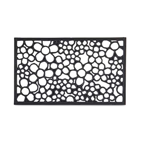 Relaxdays Rubber Doormat with Flower Pattern, Waterproof Anti-Slip Floor Mat for Indoor and Outdoor Use 0.5 x 75 x 45 cm, Black