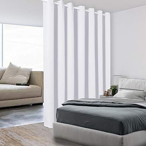 BONZER Room Divider Curtain Screen Partitions - Light Reducing Wall Wide Blackout Curtains for Shared Room, 96L x 108W Inch (8L x 9W ft), 1 Panel, Greyish White