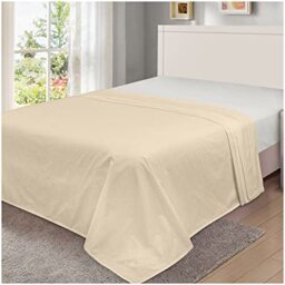 GC GAVENO CAVAILIA Luxury Polycotton Fitted, Easy Care Flat Sheets, Soft & Cosy Bedsheet OR Pillowcases, Linen, Cream, Double