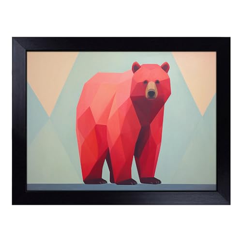 Lap Tray with Bean Bag Cushion, Bear Minimalism - Handmade in the UK, Raised Wooden Edge, Padded Cushion, Heat-Resistant Wipe-Clean Surface, for Meals, Laptops and Crafts