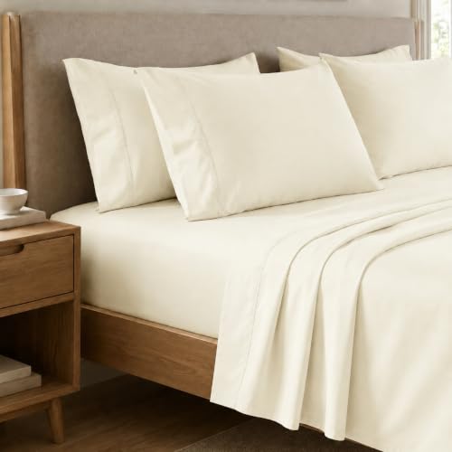 PETTI Artigiani Italiani - Cream Cotton Percale Double Bed Sheet Set, 3-Piece Set, 100% Made in Italy
