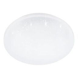 Eglo LED Ceiling Light Panel Frania-S, Flush Mount lamp with Crystal Effect, Starry Sky wall lamp Made of White Metal and Plastic, Kitchen and Bathroom Lighting, Warm White, IP44, Ø 12 in
