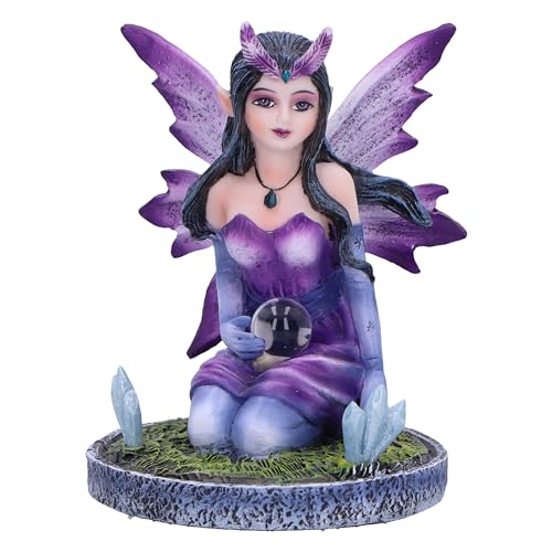 Nemesis Now Crystal Fairy Violet Figurine 9cm, Purple Design, Fantasy Gift - Resin, Crystals, Kneeling Fairy Holding Glass Ball, Cast in the Finest Resin, Expertly Hand-Painted