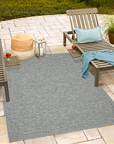 Mia's Rugs Adora Modern Rug, Boho Style, Suitable for Indoor and Outdoor Use, Especially Flat, Ideal for Kitchen and Dining Room, But Also for Balcony or Patio, Grey, 067 x 180 cm