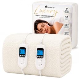 Homefront Electric Blanket Double Size Dual Control Premium Fleece Fully Fitted Heated Mattress Cover, Dual Control