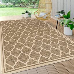 JONATHAN Y SMB109A-8 Trebol Moroccan Trellis Textured Weave Indoor Outdoor Area Rug, Modern, Coastal, Bohemian Easy Cleaning, Non Shedding, Brown/Beige, 240 cm X 300 cm