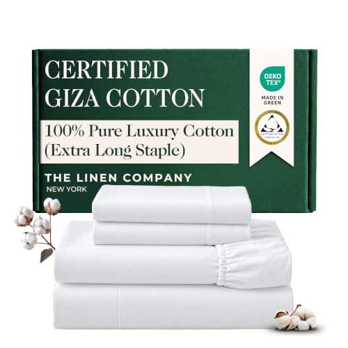 "Egyptian Cotton Blended Long Staple Cal King Sheet Set - 4Pcs, White - Extra Long Staple Blended Bedsheets - 16"" Deep Pocket, Oeko-TEX Certified, Skin Friendly & Breathable Sheets"