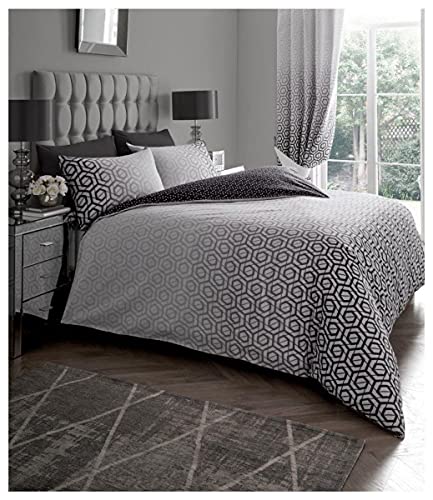 Luxurious Ohari Ombre Bed Set with Duvet Cover and Pillow Cases, Polyester-Cotton, [ Single - Grey ]