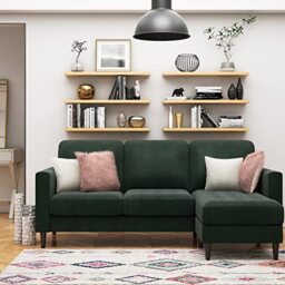 DHP Furniture Strummer Reversible Sofa, Green, 152x207x90cm (DxWxH)