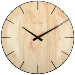 NeXtime Wall Clock-Diameter 35 cm Glass-Light Brown-'Edge Wood Dome 3249