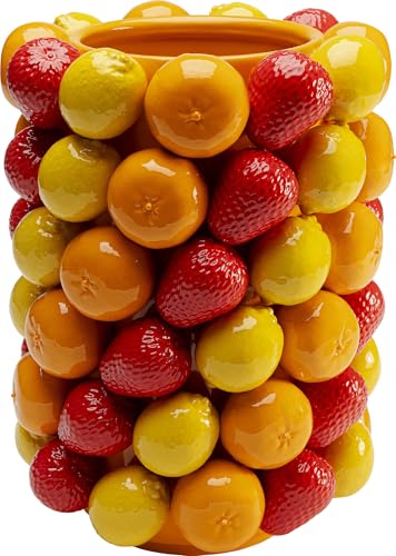 Kare Design Vase Fruit Parade, Yellow/Red, Height 30 cm, Porcelain, Fruit Motif, Hand-Painted, Decorative Style, for Flowers, Art Inspired, for Table, Living Room, Bedroom