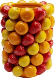 Kare Design Vase Fruit Parade, Yellow/Red, Height 30 cm, Porcelain, Fruit Motif, Hand-Painted, Decorative Style, for Flowers, Art Inspired, for Table, Living Room, Bedroom