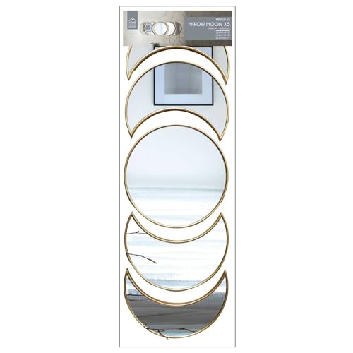 HOME DECO FACTORY, HD0460, Decorative Wall Mirror in The Shape of a Crescent Moon, Gold Finish, Modern and Elegant Design, Perfect for Living Room or Bedroom, Size 60 x 30 cm, Gold Colour