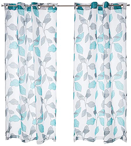 Home Maison Karine Leaf Print Faux Silk Faux Silk Curtain Set, KARI 3822D=12