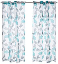 Home Maison Karine Leaf Print Faux Silk Faux Silk Curtain Set, KARI 3822D=12
