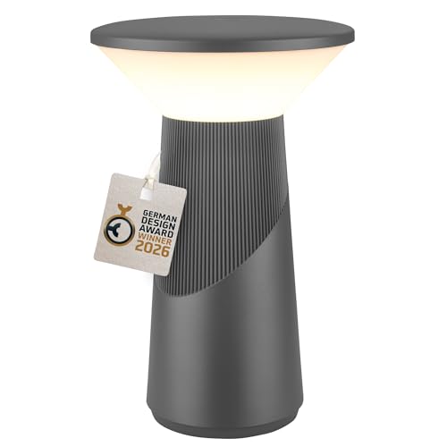 BRILONER - Pilia Rechargeable LED Table Lamp, Stepless Touch Dimmer, IP44, USB-C Charging, Night Light, Bedside Lamps, Battery Lamp, German Design Award Winner 2026, 15 x 24 cm, Anthracite