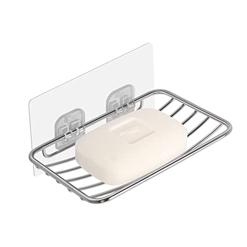 Soap Dish, Stainless Steel Soap Holder Adhesive No Drilling for Shower Bathroom Kitchen