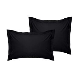 Luxurious Oxford Satin Pillowcase Set (2 Pieces), Black, 80 x 80 cm, 100% Cotton Satin, 125 g/m², Soft & Elegant for a Restful Sleep