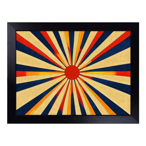 Lap Tray with Bean Bag Cushion, Sunburst - Handmade in the UK, Raised Wooden Edge, Padded Cushion, Heat-Resistant Wipe-Clean Surface, for Meals, Laptops and Crafts