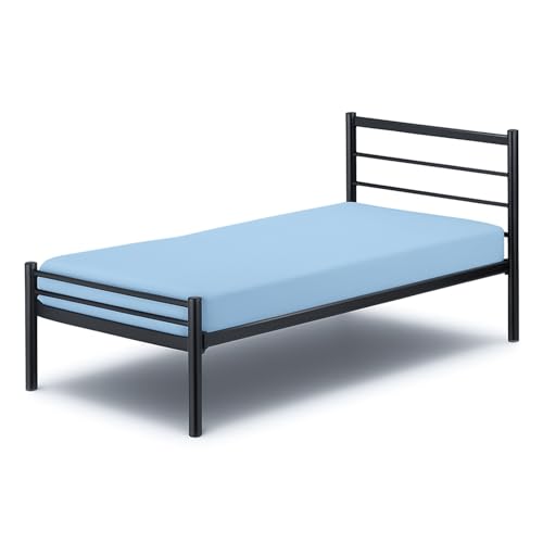 1 Piece Cot Fitted Sheet 28 x 75, 100% Brushed Microfiber,Light Blue