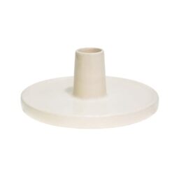 Ivyline Bowen Dinner Candle Holder in Linen with Stable Base - Modern Elegant Home Decoration - H5 x D12 cm