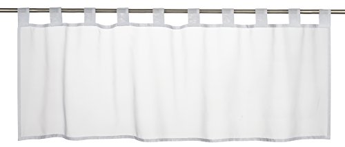 Elbersdrucke 196073 Bistro Curtain, Basic 00, White, Transparent, 48 x 140 cm, Short Curtain for Kitchen, Living Room, Bathroom, Kitchen Window, Privacy Screen, Privacy