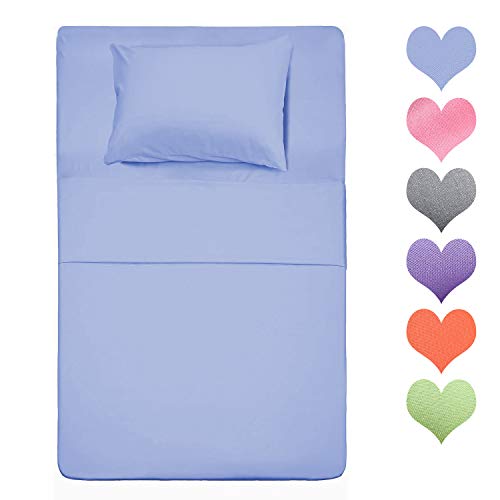 Homelike Collection 400 Thread Count Cotton Twin Size Bed Sheet Set (Baby Blue Color) 4 Piece - 100% Long Staples Cotton Sheets, Set of Soft Cotton Sheets with Deep Pocket Suitable Up to 16 Inches