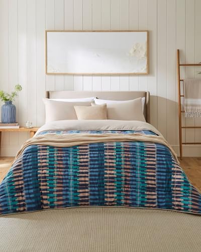Night Lark Coverless Duvet and Pillowcase Set, Spring Summer Collection – 6 Tog Coverless Double Duvet with Smartfil® Fibre, Machine Washable, Hypoallergenic – Twilight Stripes, Double Bed Size