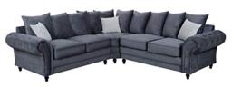 Roma Corner Sofa Fabric Grey Designer Scatter Cushions Living Room Furniture (Grey)