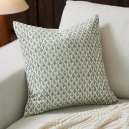 FIOUOVO Floral Pillow Covers 18x18 Pillow Cover Block Print Couch Pillows for Living Room Decorative Neutral Accent Throw Pillow Covers, 1PC, Olive Green